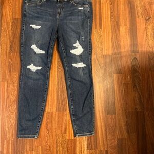 Torrid Dark Blue Distressed Skinny Jeans